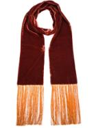 Haider Ackermann Fringed Velvet Scarf, Men's, Yellow/orange, Rayon/polyester