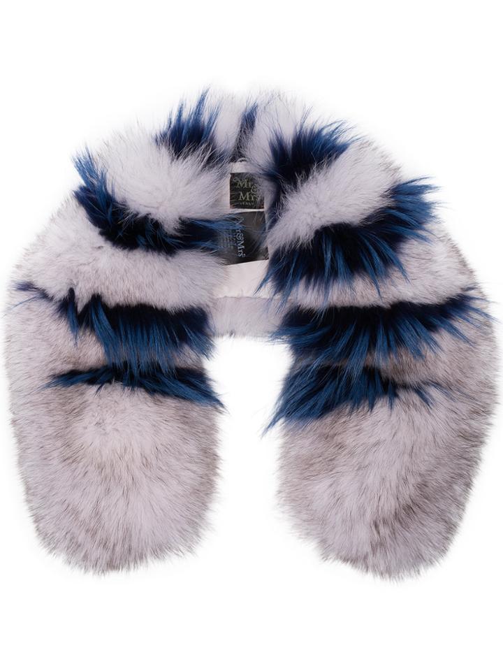 Mr & Mrs Italy Striped Fur Collar - White