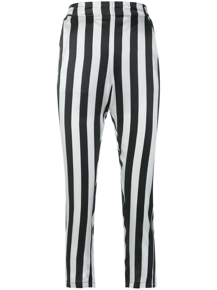 Ann Demeulemeester Cropped Striped Trousers - Black