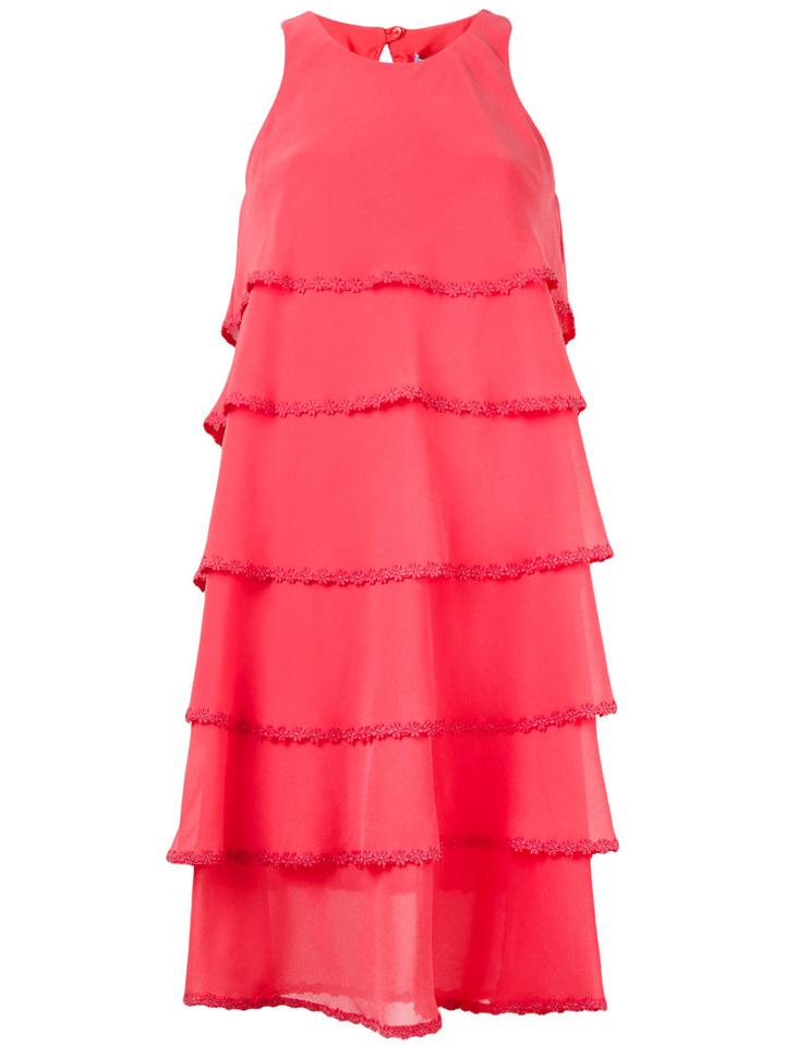 Blumarine - Layered Flared Dress - Women - Polyester - 44, Pink/purple, Polyester