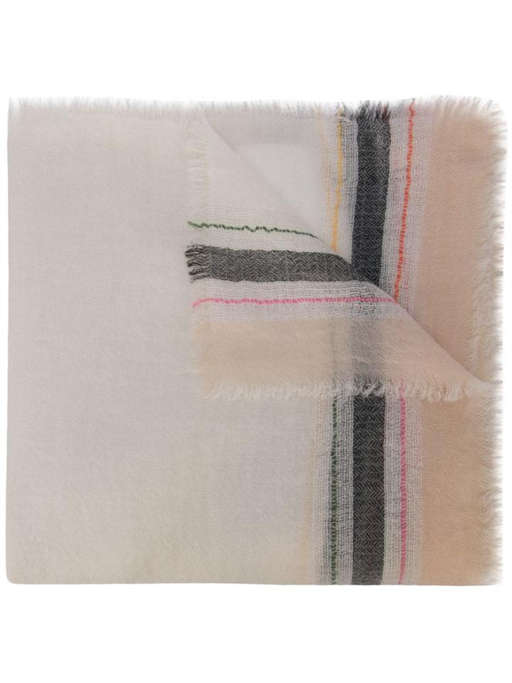 Faliero Sarti Striped Trim Scarf - Neutrals