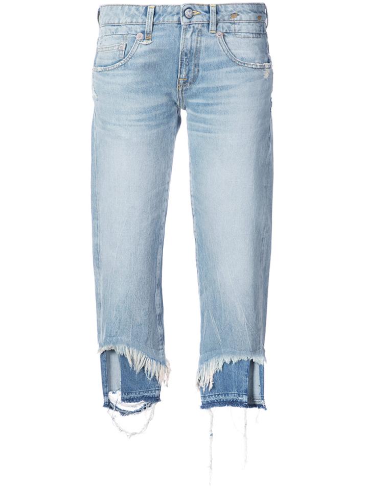 R13 Boy Shredded Hem Jeans - Blue