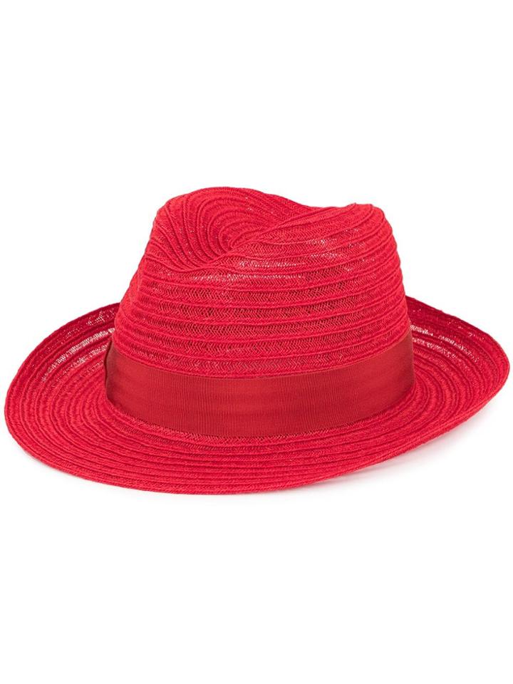 Borsalino Braided Brimmed Hat - Red