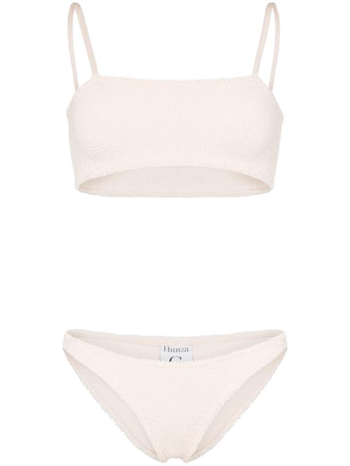 Hunza G Gigi Crinkle Bandeau Bikini - Neutrals