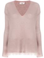 Daniela Pancheri Frayed Hem Jumper - Pink & Purple