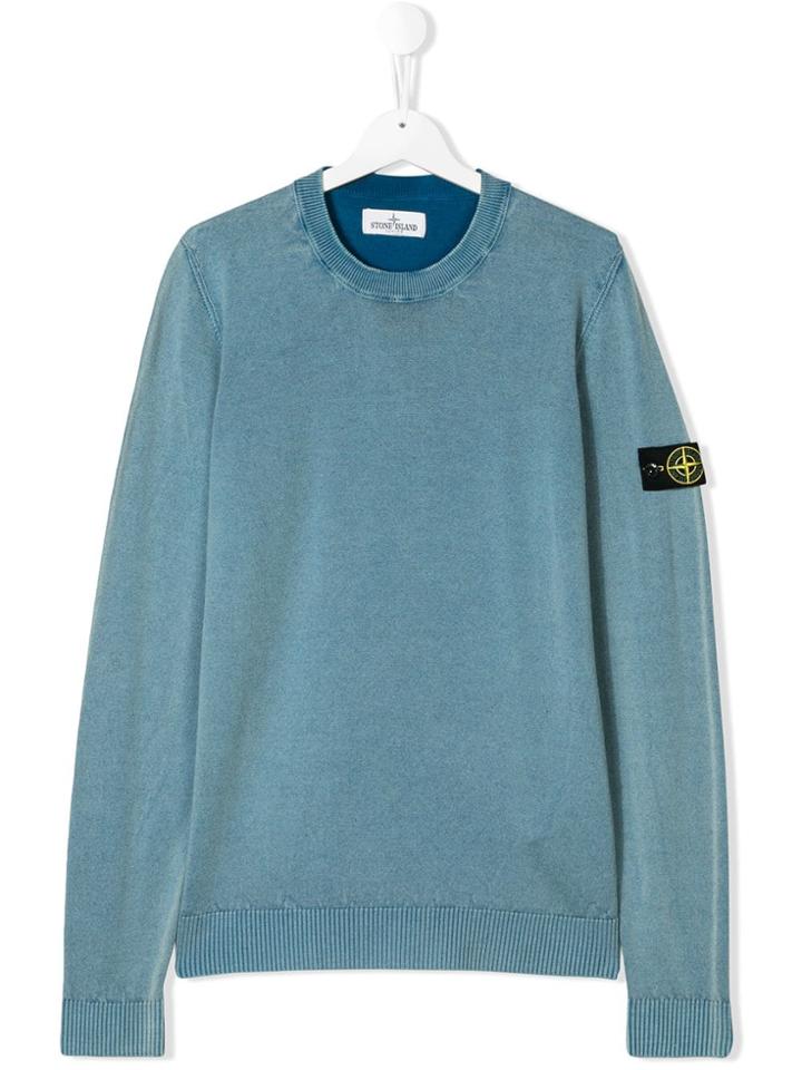 Stone Island Junior Round Neck Jumper - Blue