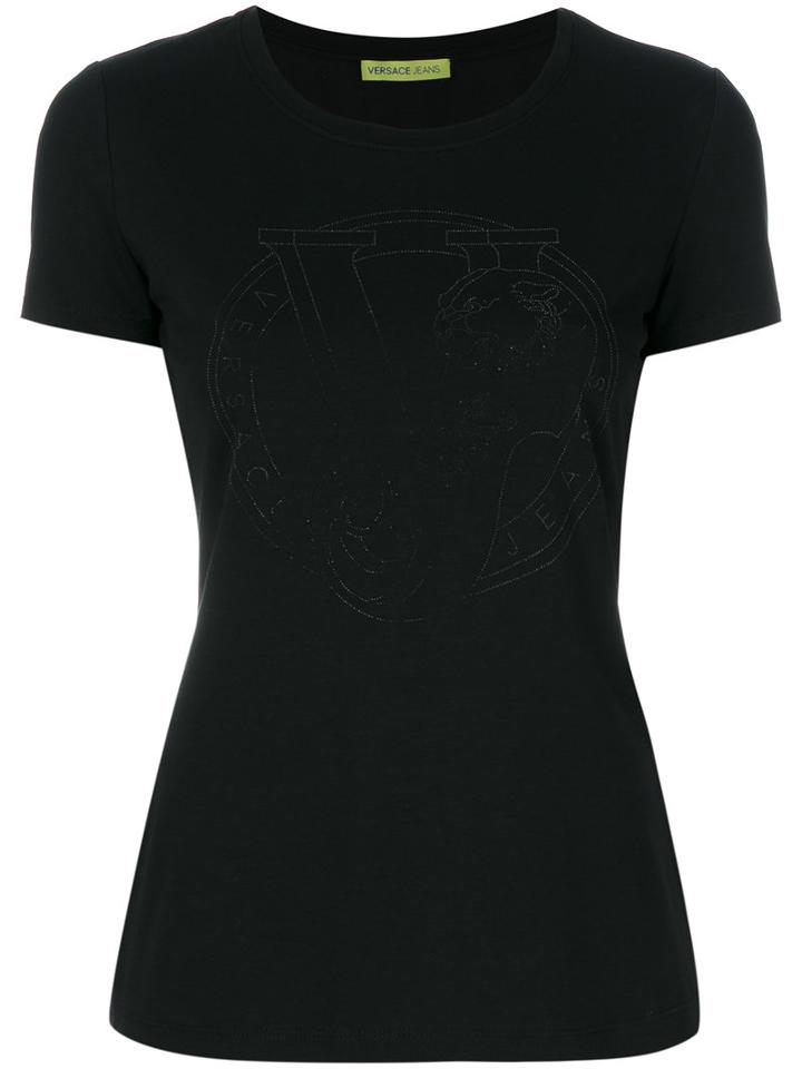Versace Jeans - Logo Stamp T-shirt - Women - Cotton/spandex/elastane - 42, Black, Cotton/spandex/elastane