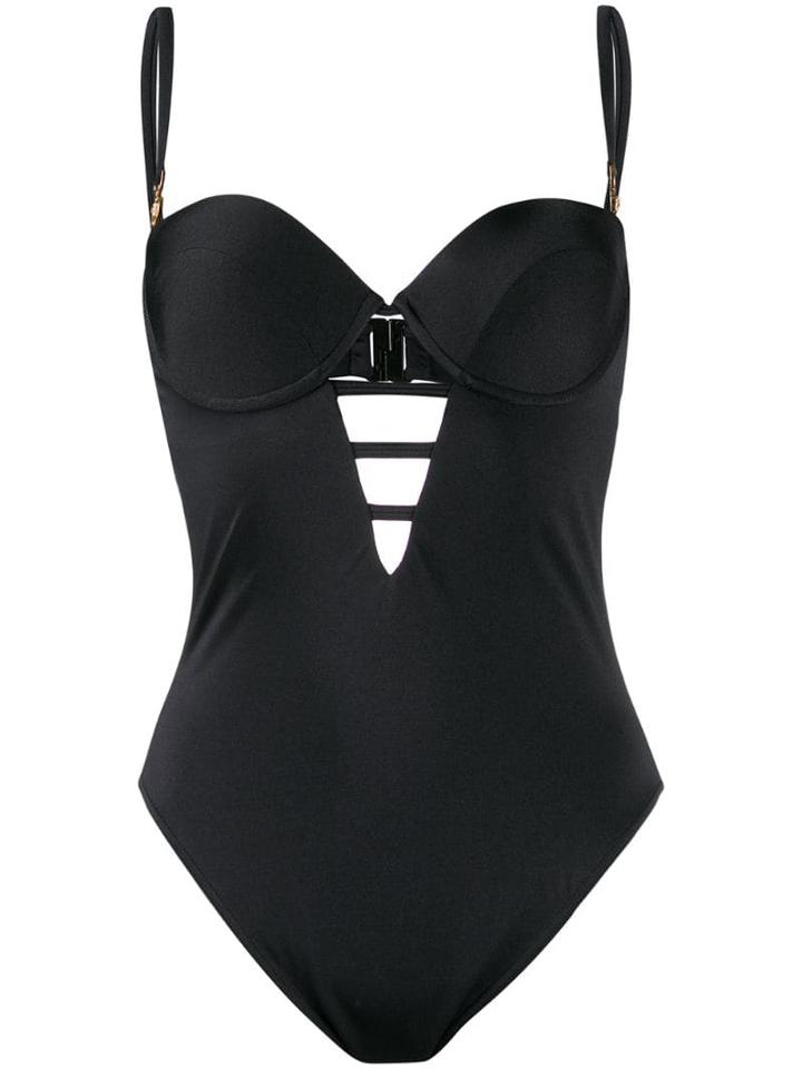Versace Medusa Head Embellished Cut-out Swimsuit - Black
