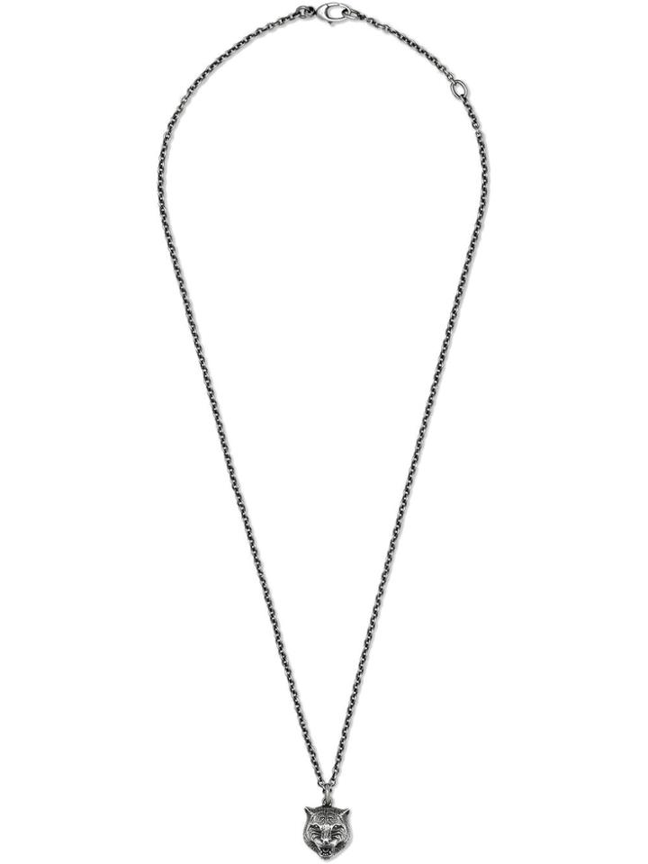 Gucci Necklace In Silver With Feline Head - Metallic