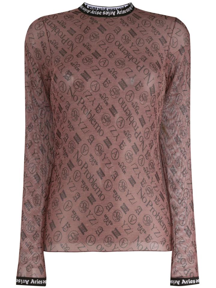 Aries Slim Fit Monogram Top - Red