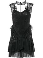 Jonathan Simkhai Net Insert Mini Dress, Women's, Size: 8, Black, Polyester/rayon/silk/spandex/elastane