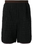 Kolor Crocodile Embossed Effect Shorts, Men's, Size: 3, Black, Polyester/rayon
