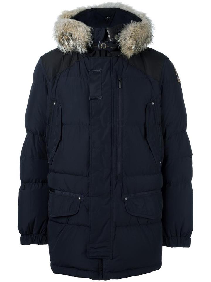 Parajumpers Concealed Fastening Parka Coat, Men's, Size: Large, Blue, Polyester/polyamide/feather Down