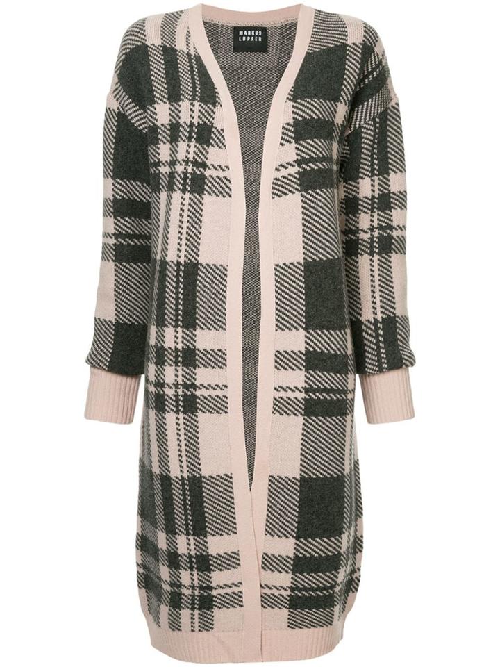 Markus Lupfer Checked Long Cardigan - Pink & Purple