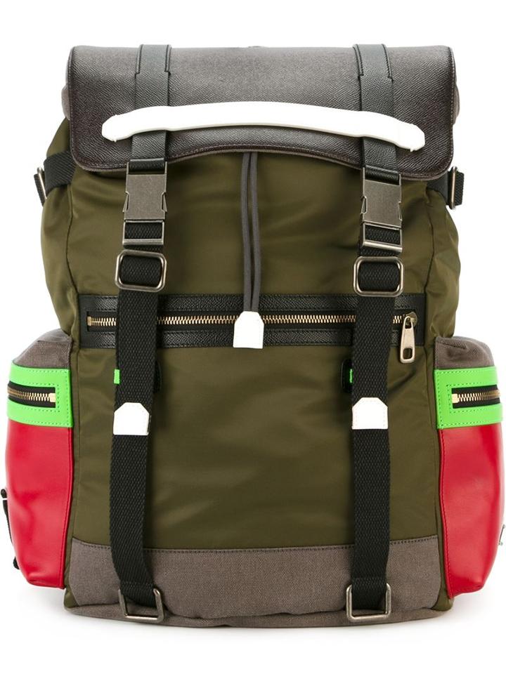 Dolce & Gabbana Etna Backpack, Green, Nylon/leather/cotton