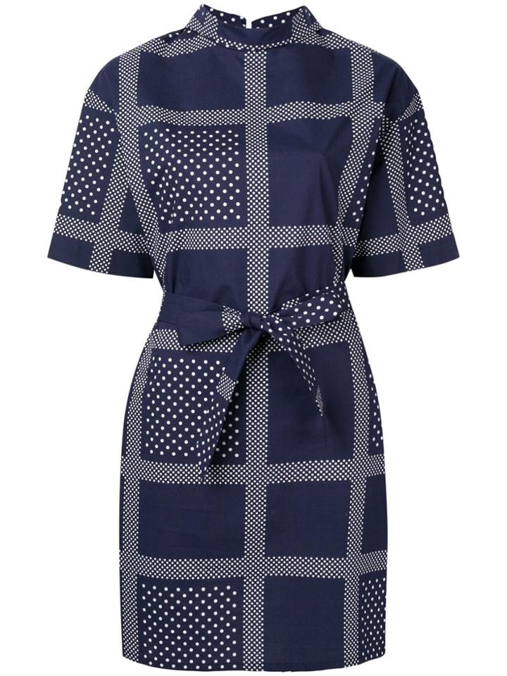 Roseanna Printed Belted Dress - Blue