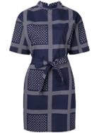 Roseanna Printed Belted Dress - Blue