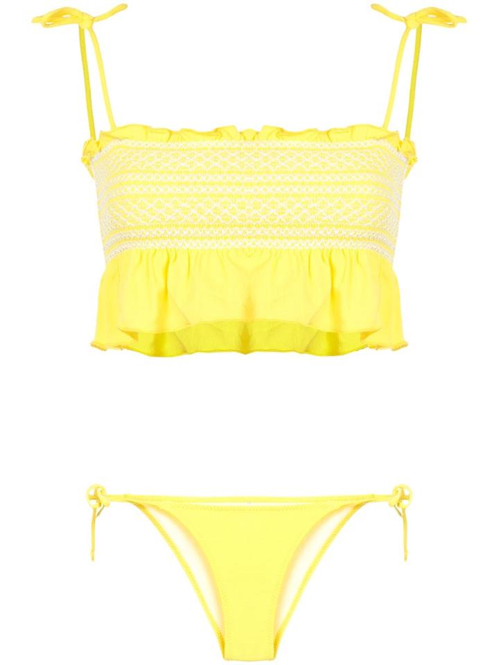 Lisa Marie Fernandez Selena Smocked Bikini - Yellow & Orange