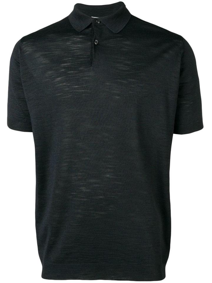 John Smedley Plain Polo Shirt - Black