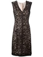Lanvin V-neck Fitted Lace Dress - Black