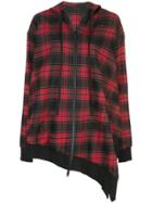 Unravel Project Asymmetric Tartan Hoodie Dress - Red