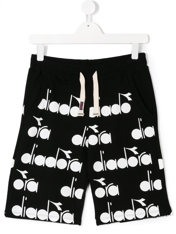 Diadora Junior Logo Print Track Shorts - Black