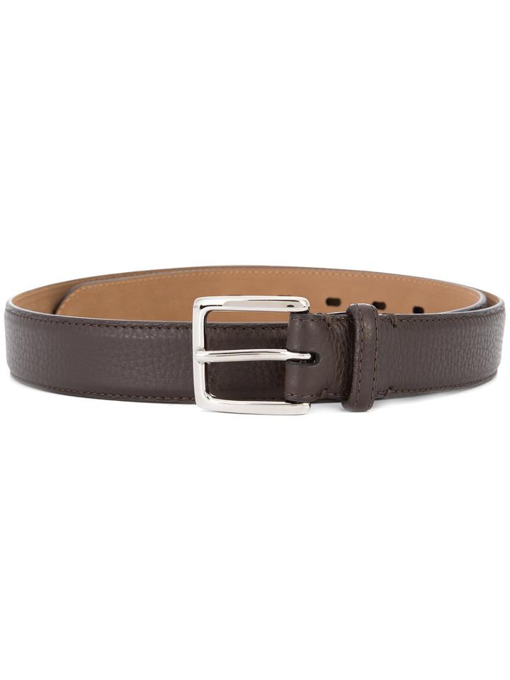 Simeone Napoli Square Buckle Grained Belt, Men's, Size: 85, Brown, Leather