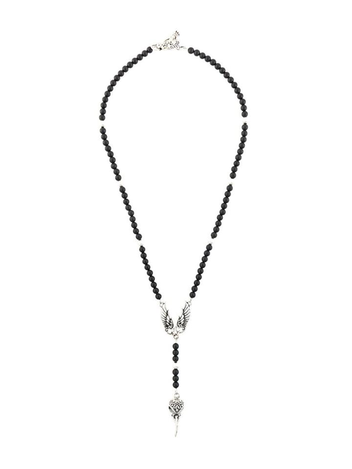 King Baby Rosary Beaded Necklace - Black