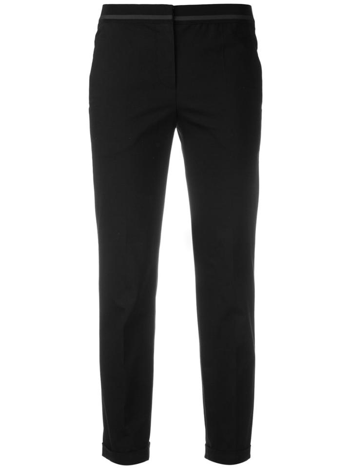 Brunello Cucinelli - Contrast Waist Trousers - Women - Cotton/polyester/spandex/elastane/cupro - 40, Women's, Black, Cotton/polyester/spandex/elastane/cupro