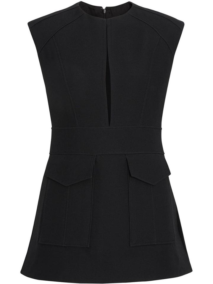 Burberry Keyhole Detail Sleeveless Wool Silk Top - Black