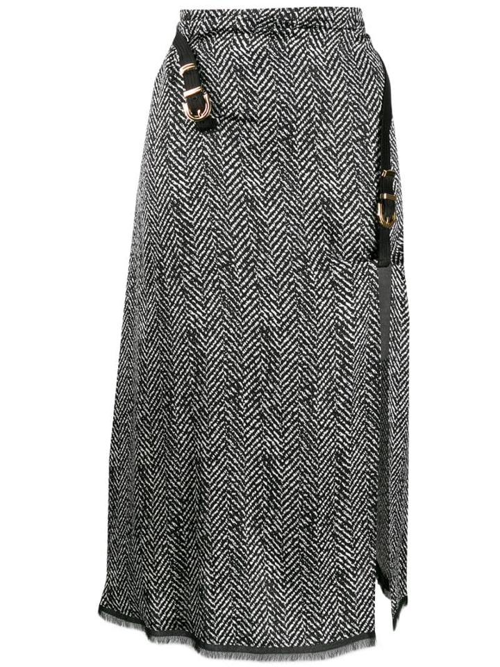 Versace Herringbone Midi Skirt - Black