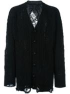 Miharayasuhiro Distressed Cardigan, Men's, Size: 46, Black, Acrylic/wool
