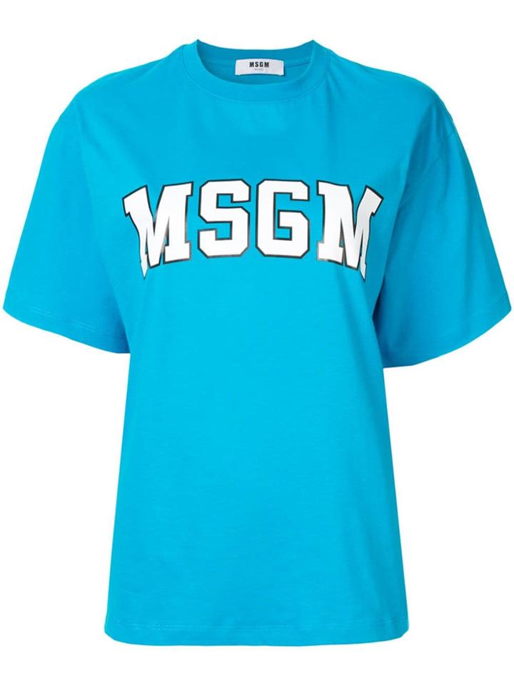Msgm Logo Printed T-shirt - Blue
