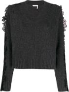 See By Chloé Floral Lace Panel Sweater - Grey