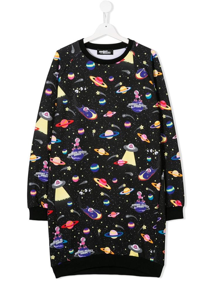 Jeremy Scott Junior Teen Space Print Dress - Black