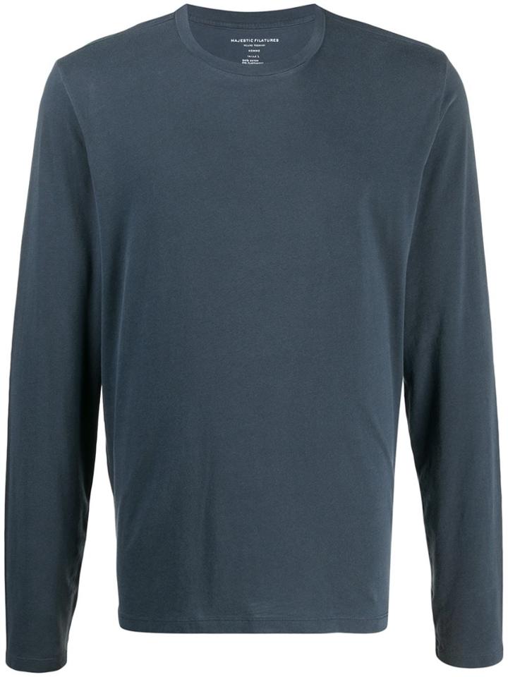 Majestic Filatures Plaid Relaxed-fit Sweatshirt - Blue