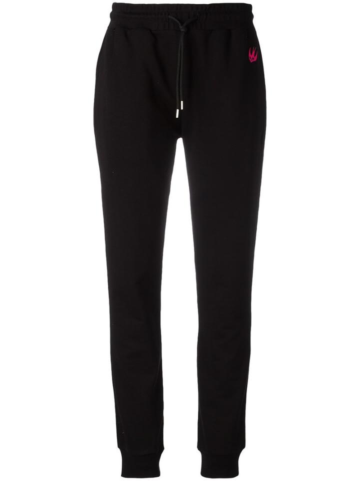 Mcq Alexander Mcqueen Embroidered Dove Track Pants, Size: Small, Black, Cotton/polyester
