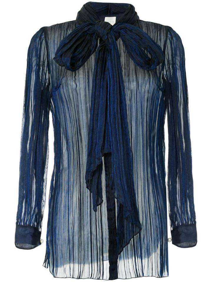 Ingie Paris Bow Tie Sheer Shirt - Blue