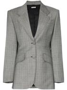 Miu Miu Single-breasted Prince Of Wales Check Print Wool Blazer - Grey