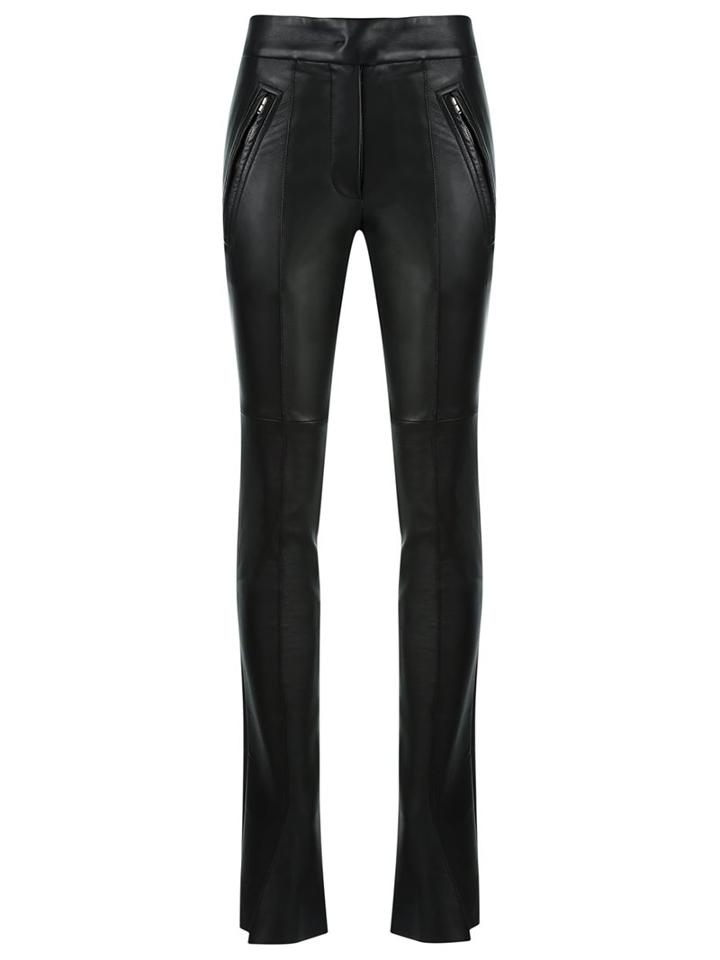 Gloria Coelho High Waisted Trousers, Women's, Size: 40, Black, Leather/elastodiene/polyamide