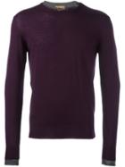 Etro Contrast Collar Pullover, Men's, Size: Medium, Pink/purple, Wool