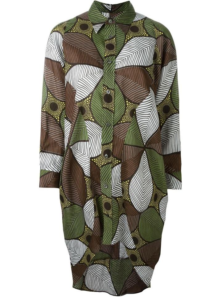 Junya Watanabe Comme Des Garçons Floral Print Relaxed Fit Button Down Shirt, Women's, Size: Small, Green, Linen/flax