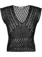 Saint Laurent Crochet Tank Top, Women's, Size: Large, Black, Cotton
