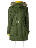 Burberry Hood Detail Parka Coat, Women's, Size: 10, Green, Feather Down/polyamide/coyote Fur