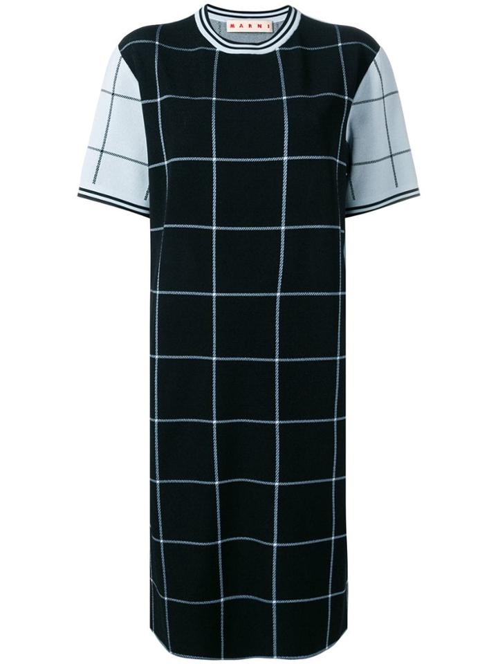Marni Check Short-sleeve Dress - Blue