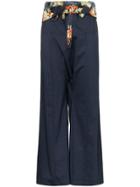 Paco Rabanne Floral Belt Pinstripe Trousers - Blue