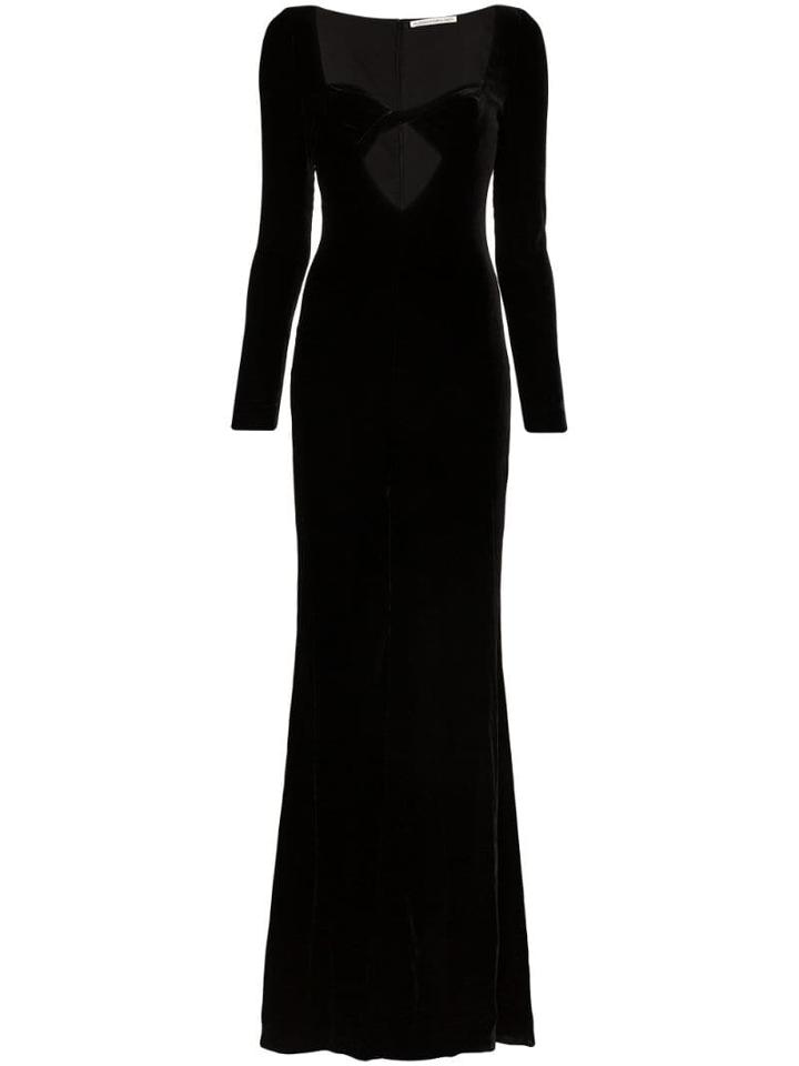 Alessandra Rich Velvet Maxi Dress - Black