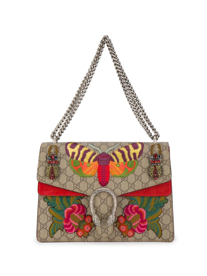 Gucci Dionysus Moth Gg Supreme Medium Shoulder Bag - Multicolour