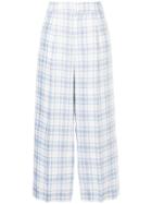 Cityshop Checked Wide Leg Trousers - White