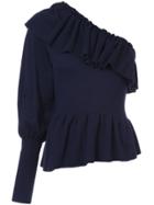 Ulla Johnson Cashmere One Shoulder Sweater - Blue